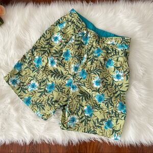 90s Vintage Hawaiian Shorts Green Floral